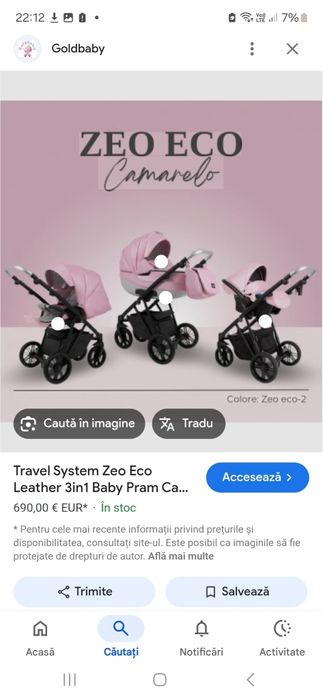 Cărucior căruț bebe copii 3  in 1 landou sport scoica adaptori