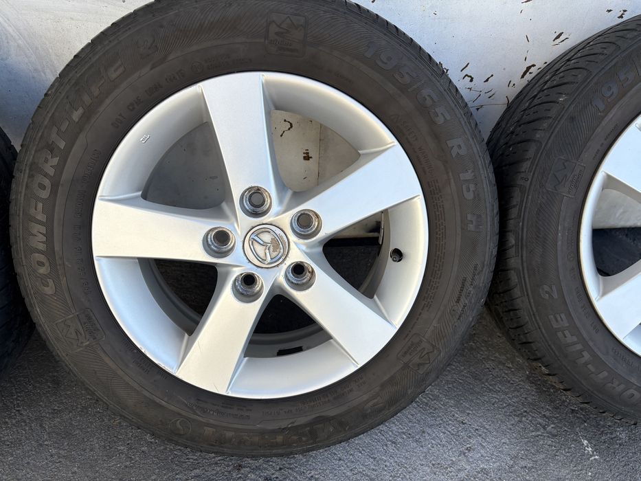 4бр. Алуминиеви джанти с гуми за Mazda 195/65 R15 цола  5х114.3
