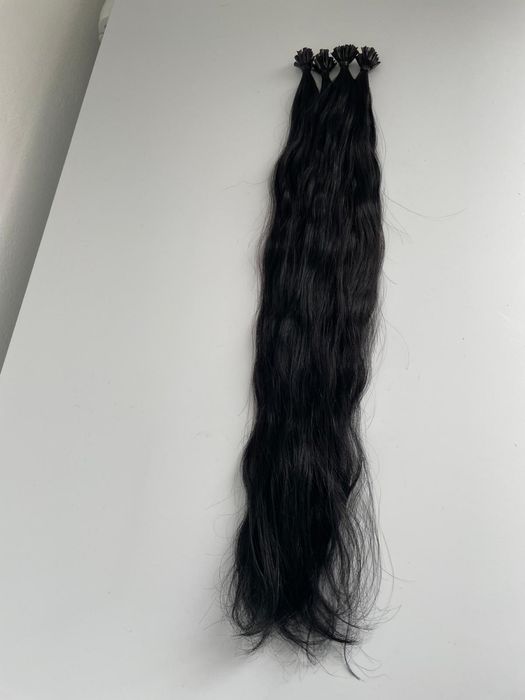 Extensii cheratina negru#1,50cm par natural 100% set 100 suvite