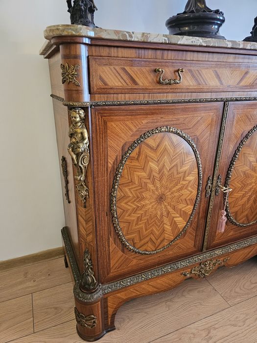 Comoda Art Noveau , blat marmura , bronz masiv