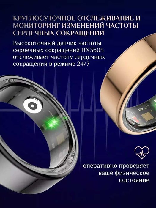 Умное кольцо для отслеживания ритма сердца, сна и шагомер Smart RIng