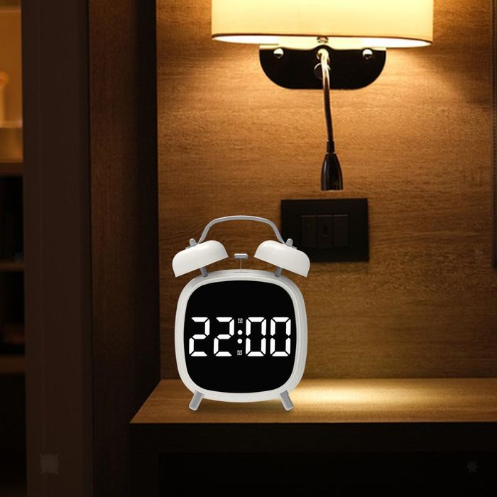 Светодиодный цифровой часы будильник с двойным звонком большой дисплей