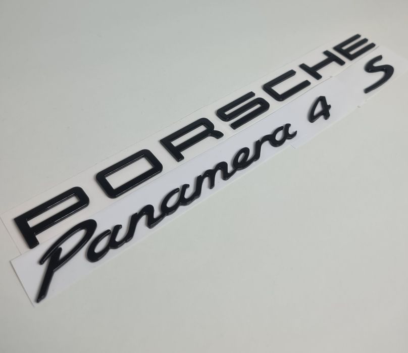 Pachet-Set-Emblema-Sigla-Logo-Stema-Spate-Haion-Porsche-Cayenne-Panamera-Macan-Negru-Lucios-Full-Black-Turbo-4-S-GTS-Poze-Reale