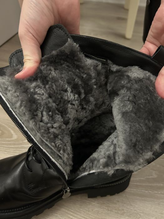 Кожаные сапоги зимние