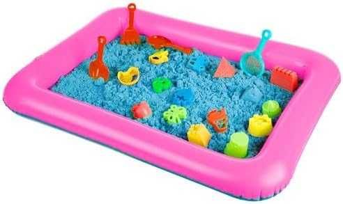 Nisip creativ magic 2 kg albastru 14 forme accesorii cutie gonflabila