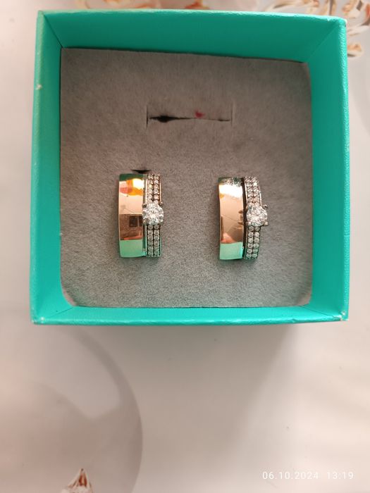 Серьги серебро с позолотой