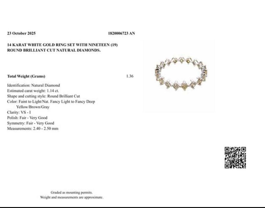 Inel aur alb 14k cu 19 diamante naturale 1.14 ct