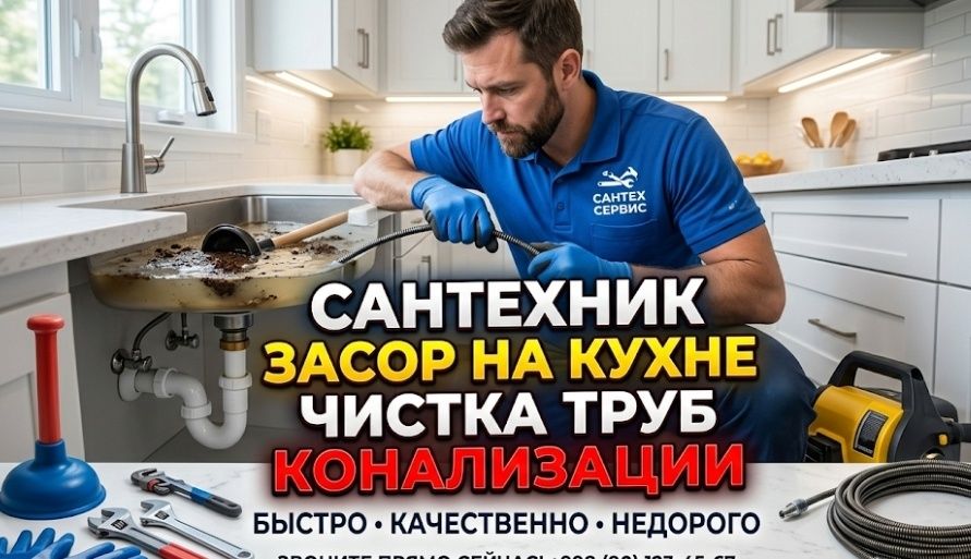 Мастер Засор сантехник. Чистка конализации аппаратом 24/7. Сантехник