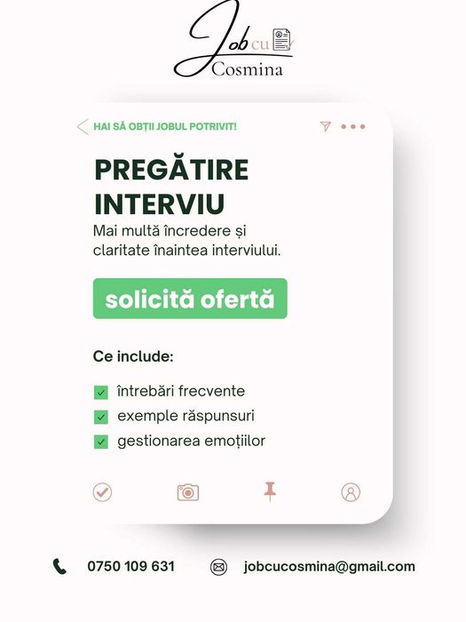 Realizare CV profesional + pregătire interviu