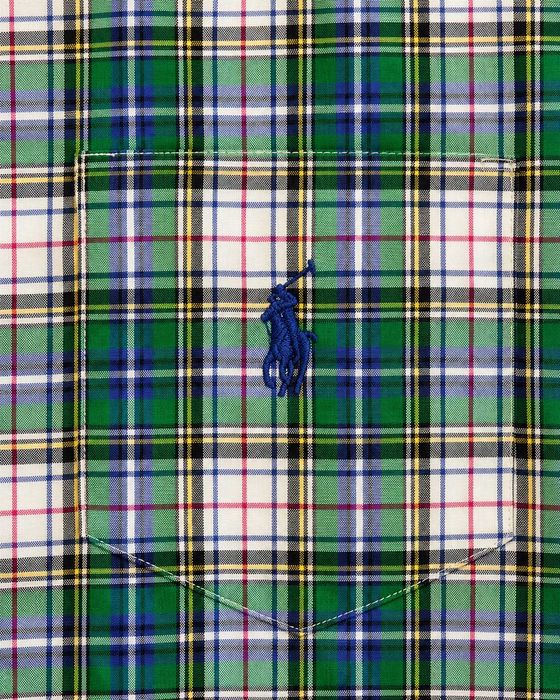 Cămașă bărbați Ralph Lauren Slim Fit în carouri tartan verde bleumarin, 100% bumbac, mărimea M