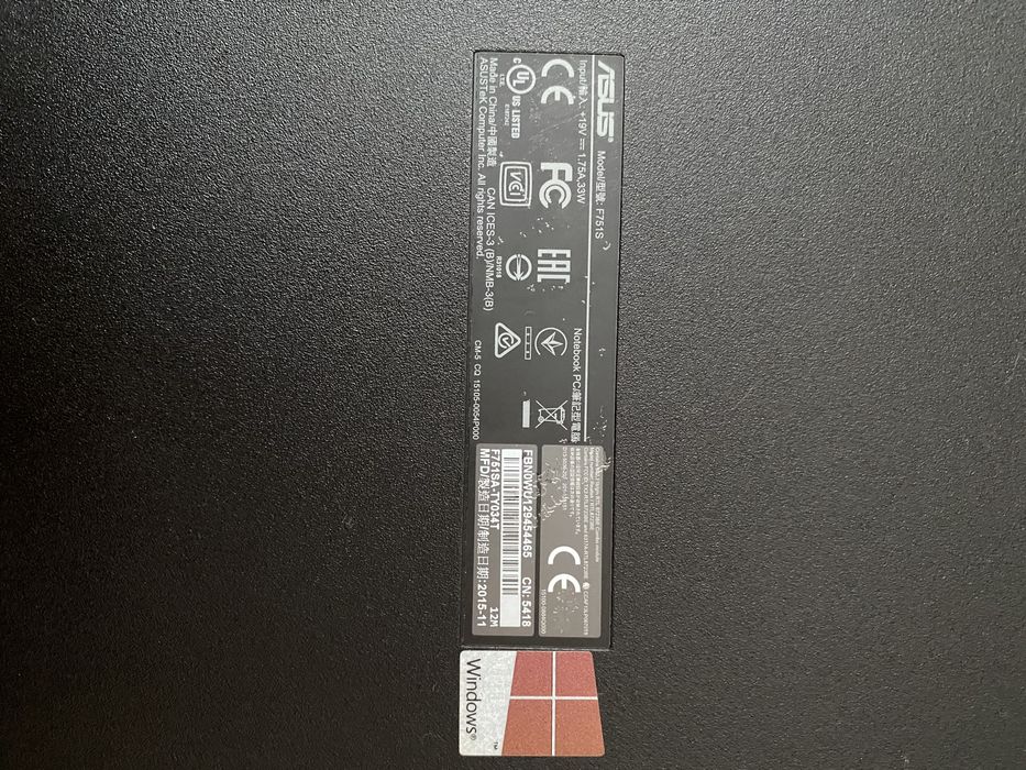Продается ноутбук ASUS F751S