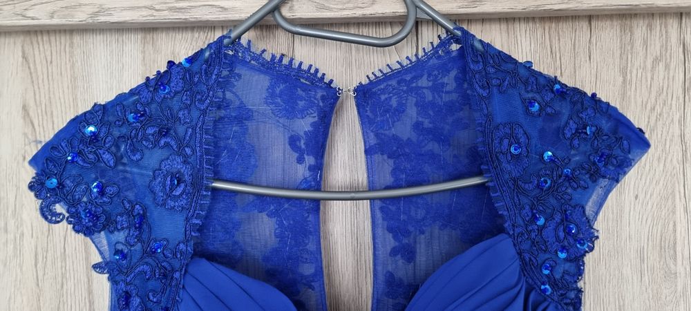 Официална дълга рокля в син цвят