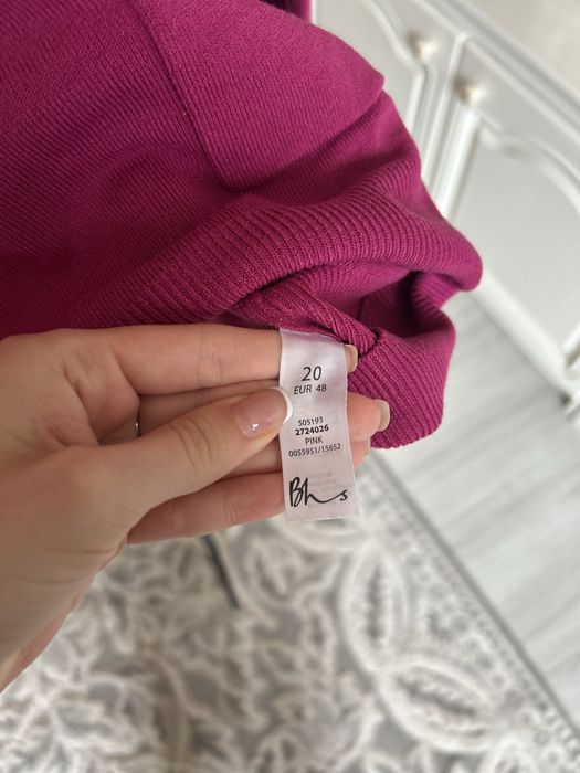 Pulover lung Bhs, marime 48, nou, fucsia