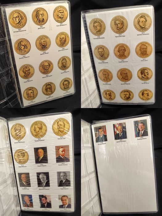 Альбом для Президентских Однодолларовых Монет США с Каталогом.