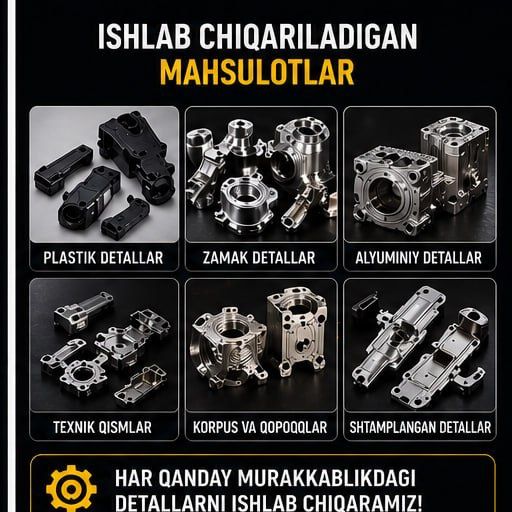 Plastik, zamak, alyumin va metall detallarni ishlab chiqaramiz | Zakaz