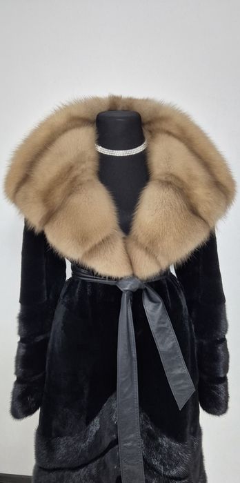 Норковая шуба капюшон Соболь