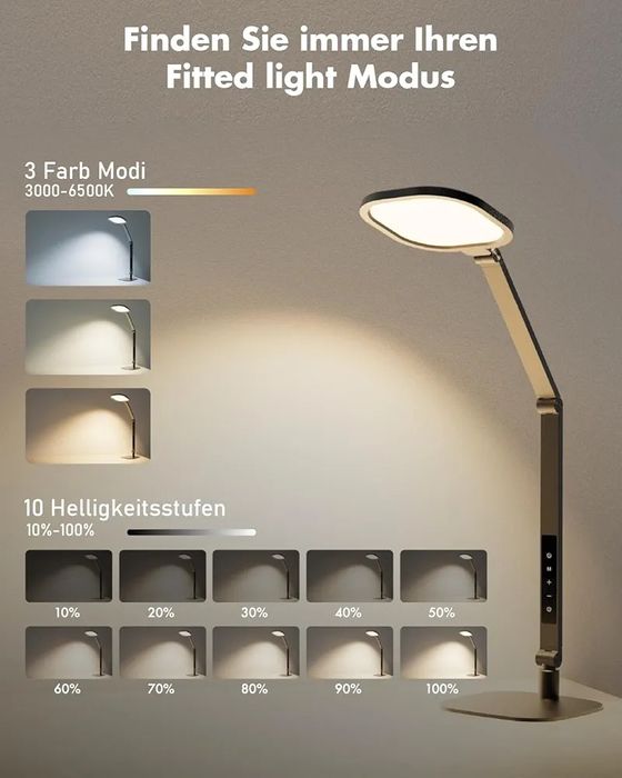 Професионална LED настолна лампа 15W с тъч контрол и защита за очите