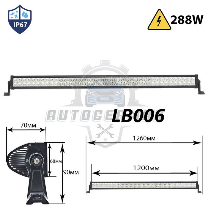Прав Лед бар 288W джип/автомобил/ATV – LED осветление офроуд лед нови