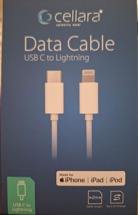 Cablu Cellara iPhone ,iPad,iPod tip C ,lungime 2m