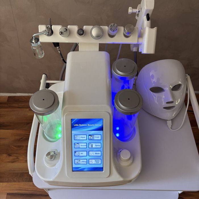 Aparat hidrodermabraziune 7 în 1 + mască LED + cărucior, nou, nefolosit