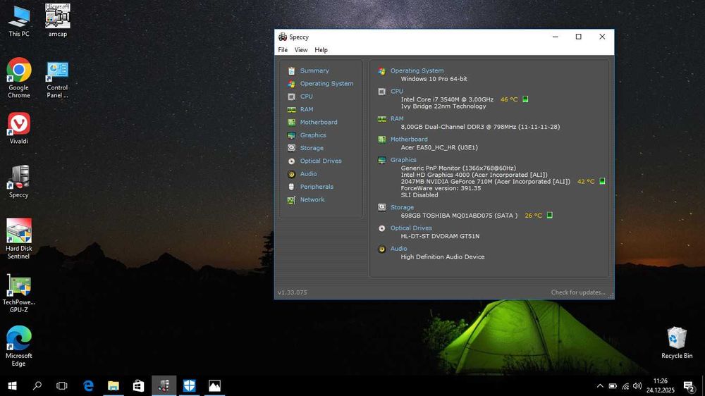 Acer i7 3540M 8Gb ddr3 2x video GT710 2gb hard 750gb low gaming laptop