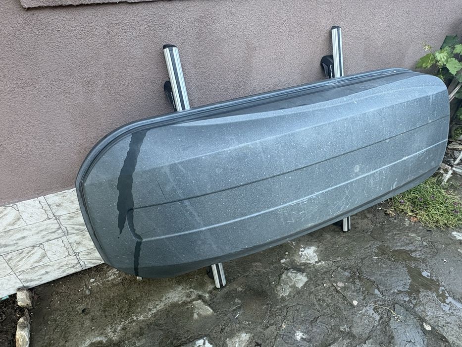 Автобокс Hakr модел Magic 400L цвят карбон + напречни греди Green Valley