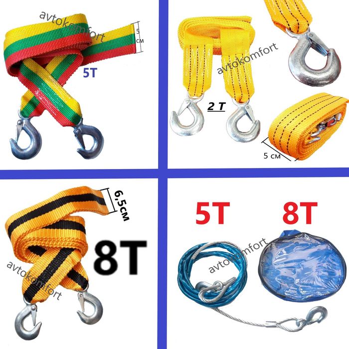Въже Буксирно За Теглене На Автомобил С Куки Текстилно Колан Метално