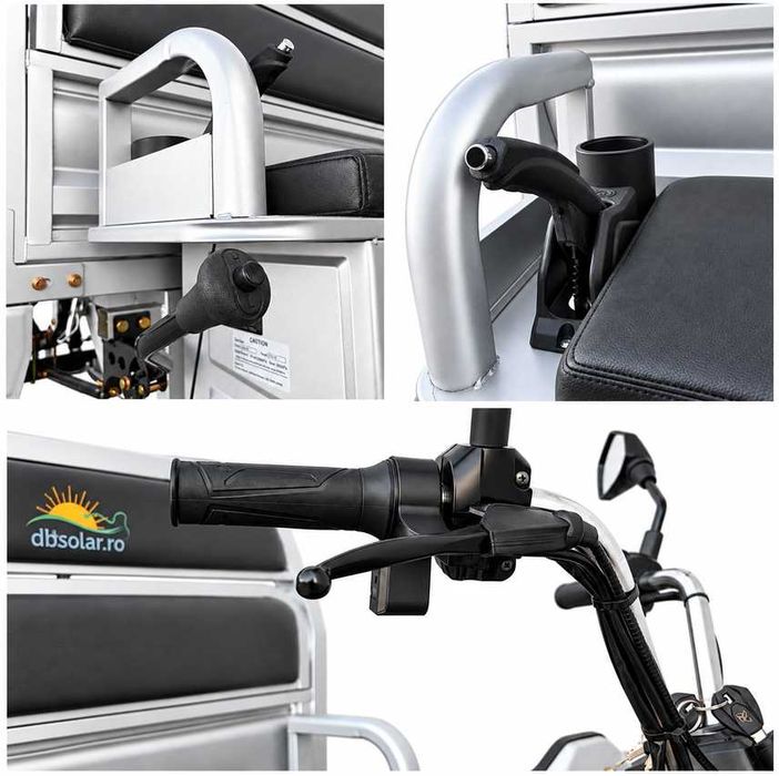 Triciclu Electric 1500W cu CIV Baterie 20Ah Cargo TUK TUK Bena Basculabila 2 Locuri