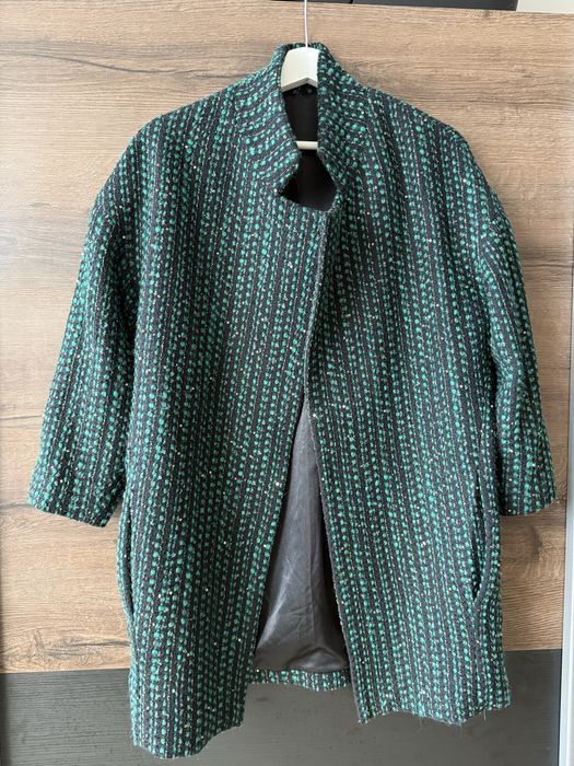 Сако/палтенце в изумрудено зелено с блестящ ефект от златисти пайети