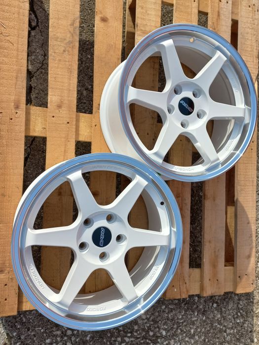 17" 5х114.3 Rays T37 Diamond Lip White Volk Racing 7.5j et 35 Чисто Нови