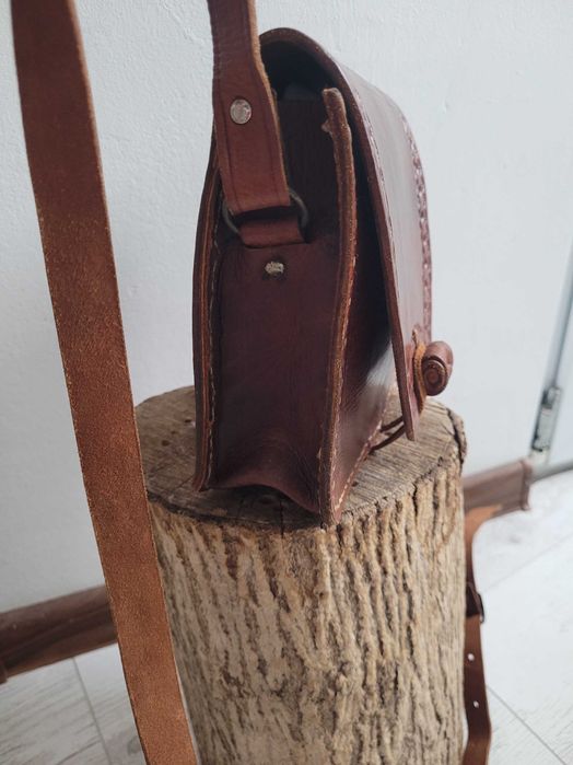 Poseta vintage, din piele naturala, antichizata, stare excelenta