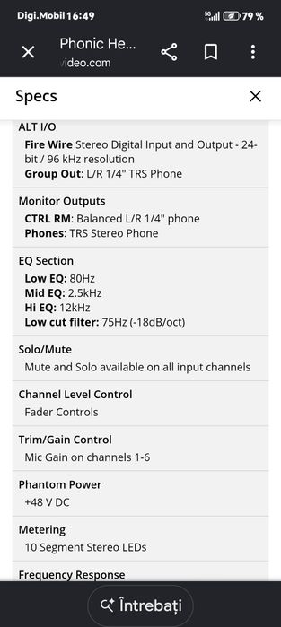 Mixer de studio nou cu placa de sunet Phonic Helix 18 FireWire