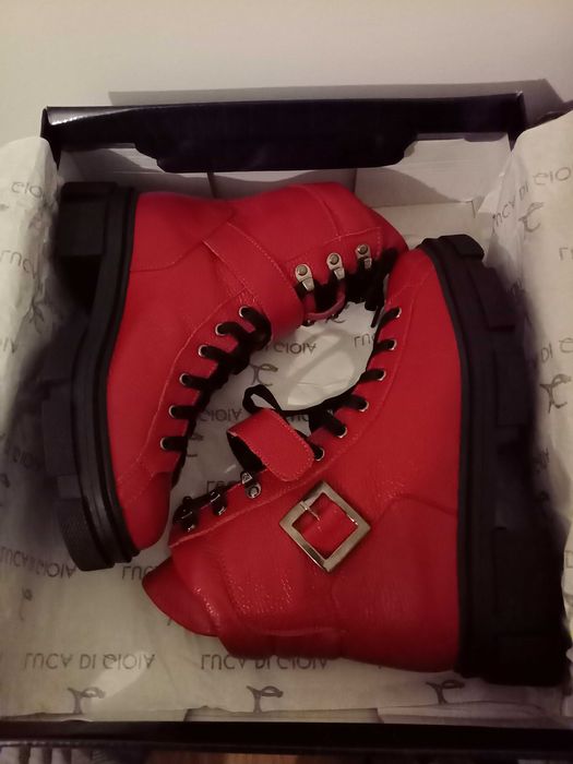 Ghete Luca di Gioia piele naturala, rosii