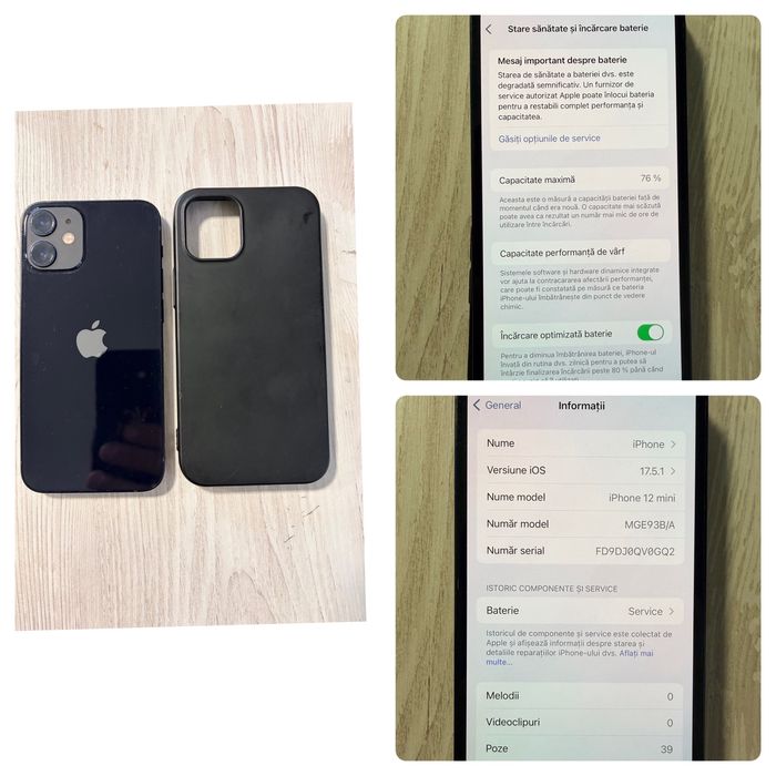Vând iPhone 12mini 256GB