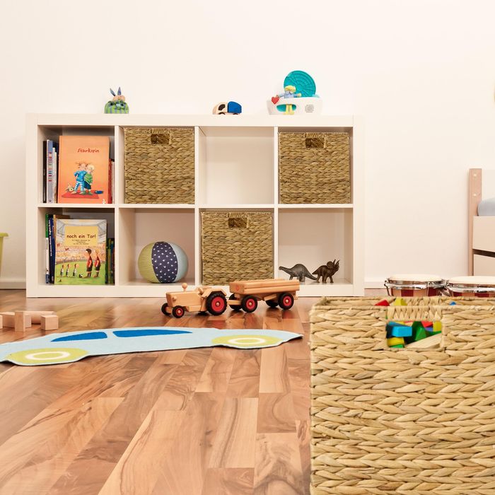 Комплект 4 бр. кошове за съхранение Relaxdays, воден хиацинт, кубични кутии за етажерка, 30x30x30 см