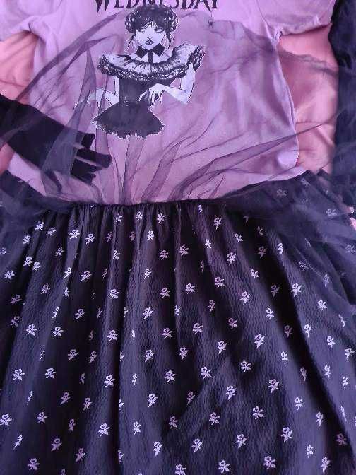 Комплект Рокля Wednesday Adams с мрежести ръкавици 6-8 г и обувки