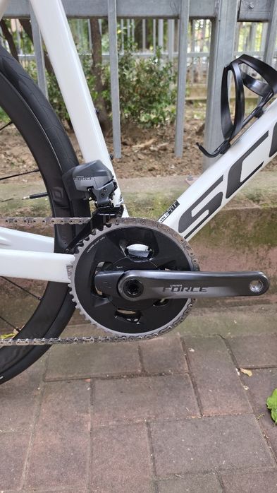 Bicicleta cursiera carbon Scott Addict RC 10 alb perla Sram Force 12V Powermeter dual marime 58 XL