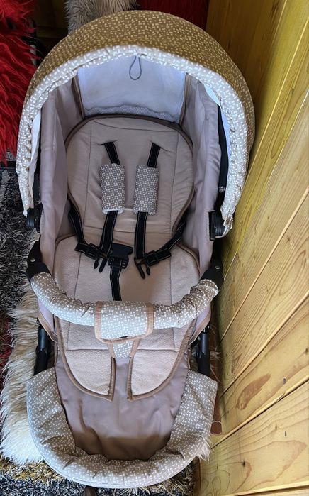 Cărucior Krausman 3 în 1 – Sendo White-Beige