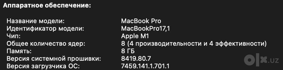 MacBook pro M1 13" 2020 8Gb DDR4/256Gb HDD