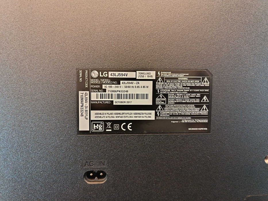 Televizor LED Smart LG, 108 cm, 43LJ594V, Full HD, Clasa A+