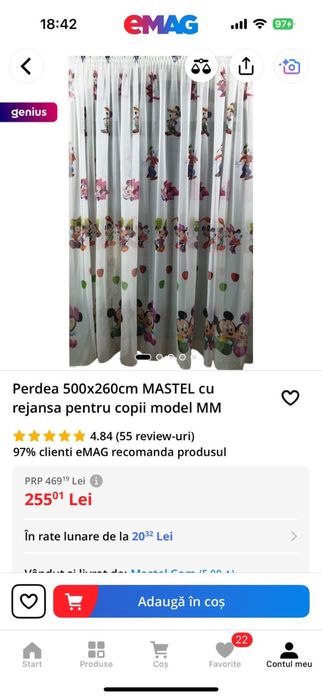 Perdea si draperie Mickey si Minnie