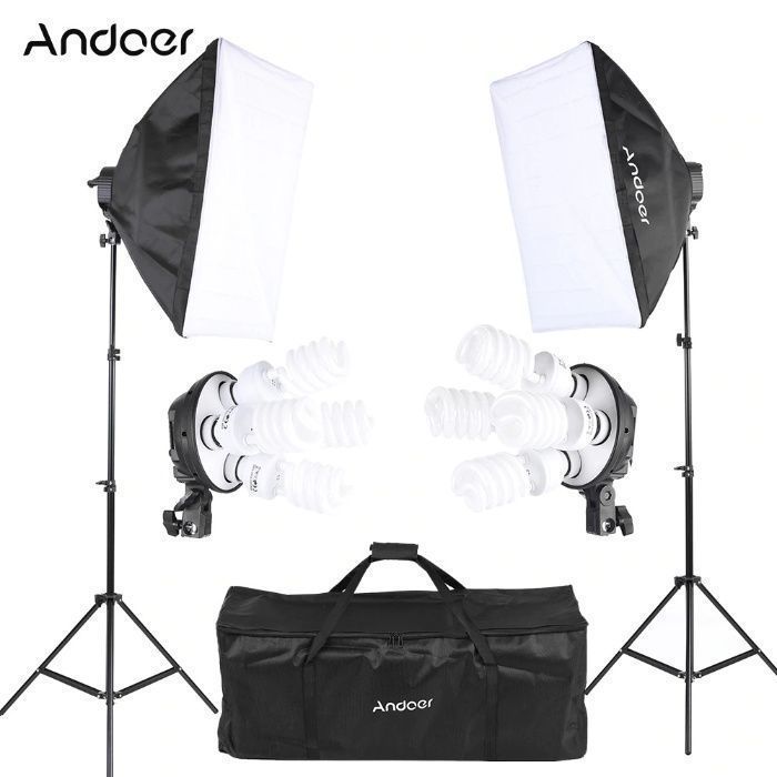 Kit foto-video studio 2x Softbox,8x bec 45W + geanta transport