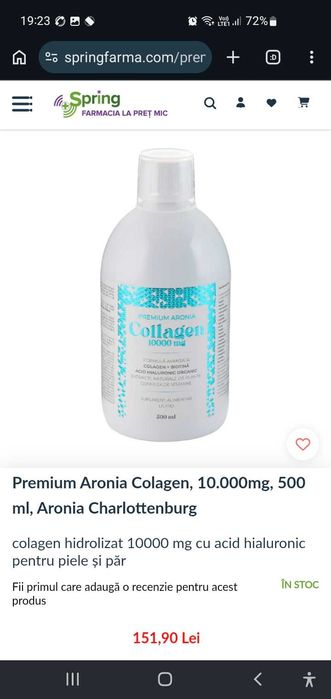 NOU SIGILAT Premium Aronia Colagen, 10.000mg 10000 mg, 500 ml 500ml, Aronia Charlottenburg, colagen hidrolizat cu acid hialuronic pentru piele si par