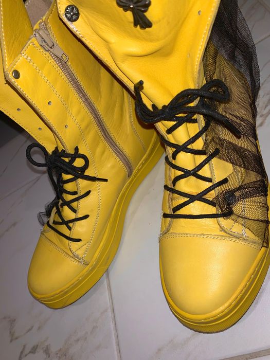 Жълти обувки от Естествена кожа/Дамски боти