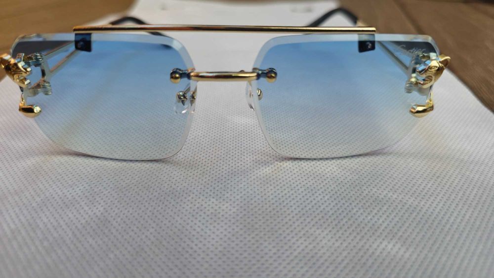 Ochelari de soare Cartier Rimless 8809 lentila albastra