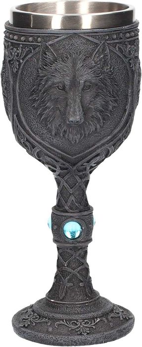 Set 2 pocale decorative - Night Black Wolf Face / Dragon Spiral
