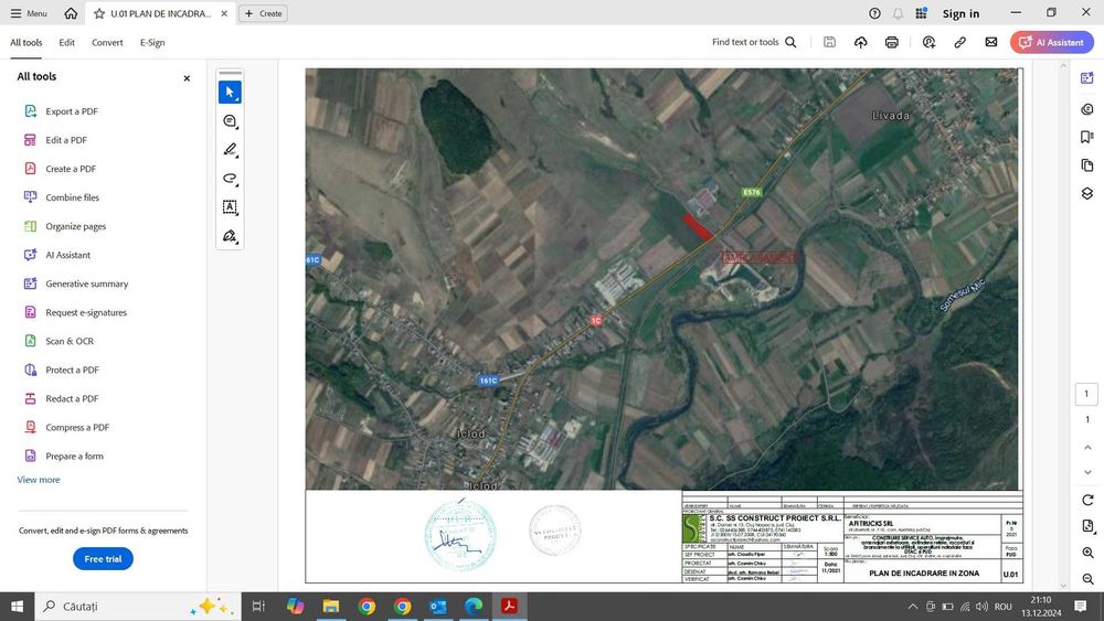 Vand 1 hectar teren intravilan, cu A.C. Hala Service camioane 1000 metri
