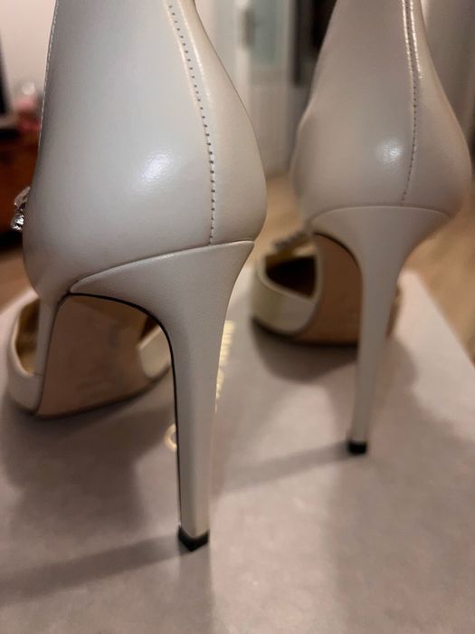 Pantofi Jimmy Choo Bee 100/ Nappa/Latte/Crystal