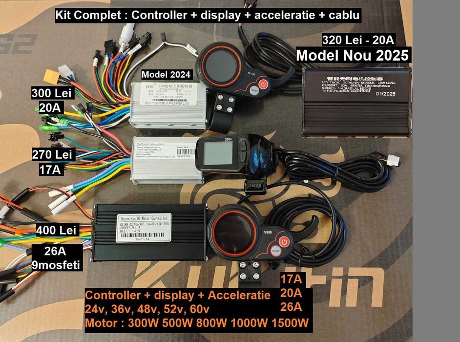 Controller 20A + Display Ecran 36v 48v 52 +acceleratie Motor Trotineta