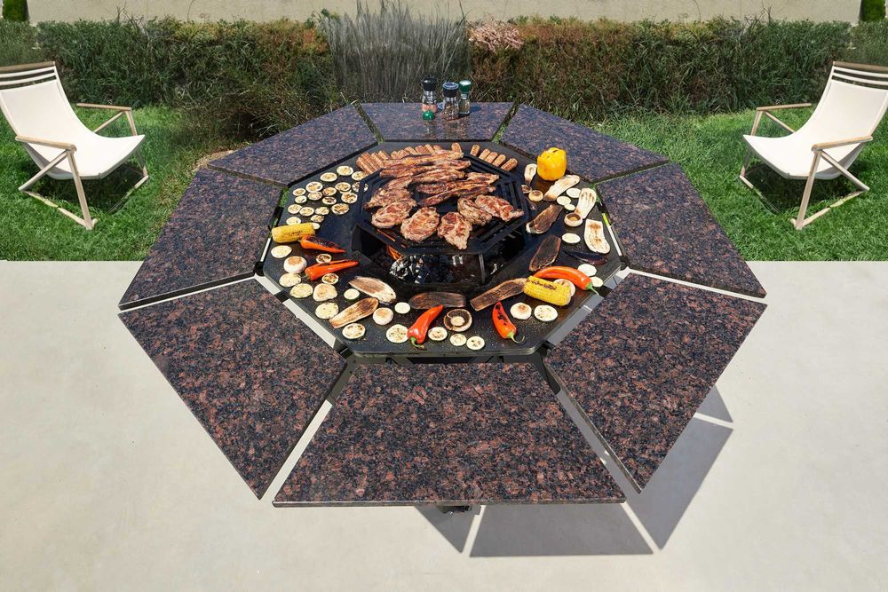 GRILL; OKTOGRILL cu polite demontabile de granit